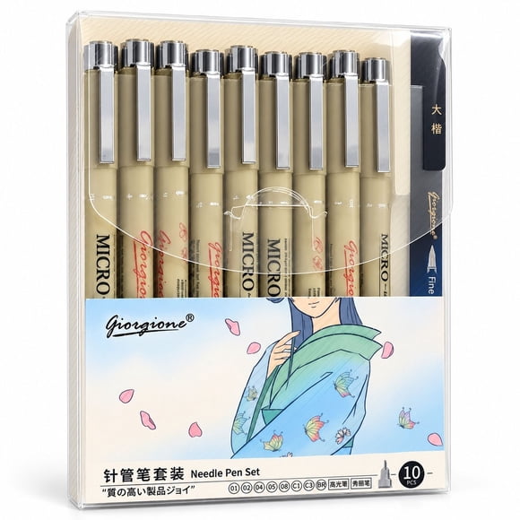 Estilógrafos Giorgione ZG010 Set 10 Piezas con Punta Blanda