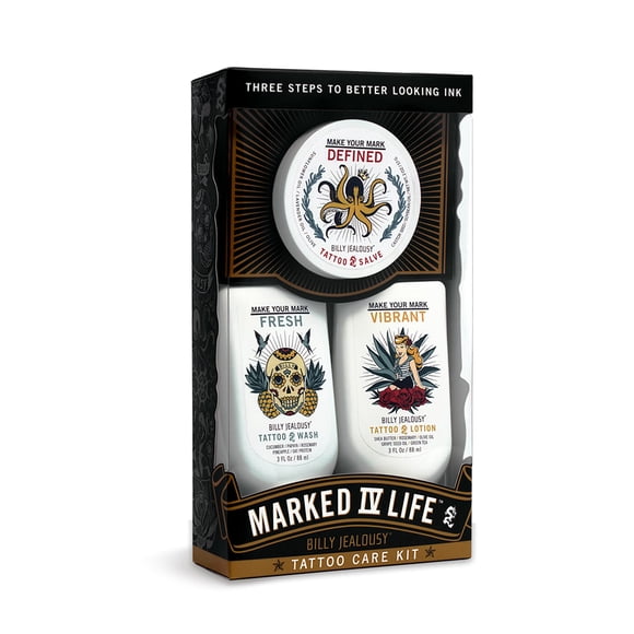 Kit de cuidado de tatuajes Billy Jealousy Marked IV Life con cuidado posterior