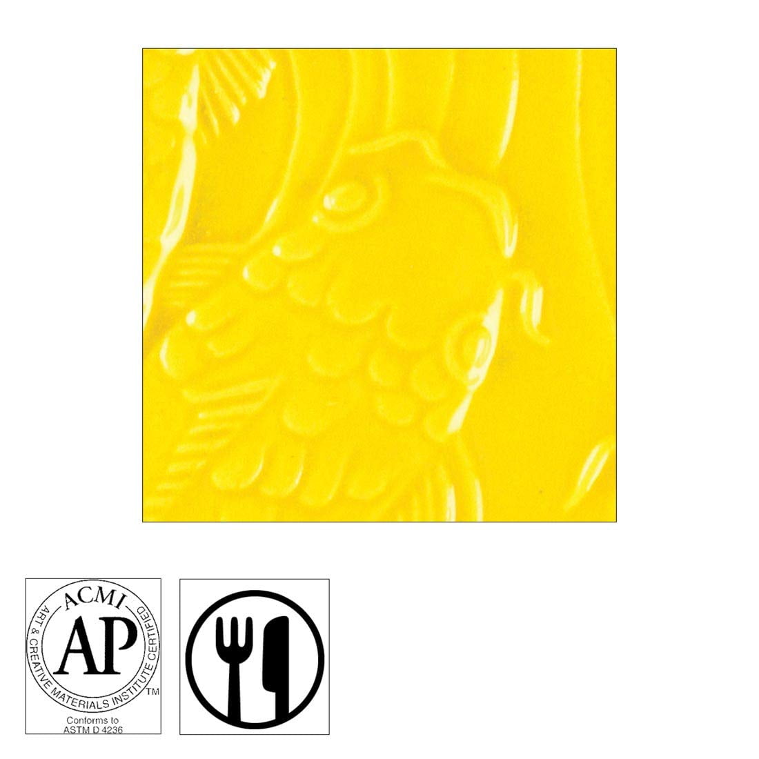 Líquido Glaze Amaco Lg-63, Sin Plomo, Brillante, Amarillo Brillante, 473 Ml
