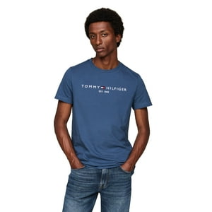 Camiseta Tommy Hilfiger Con Logotipo Bordado Para Hombre, 100% Algodón
