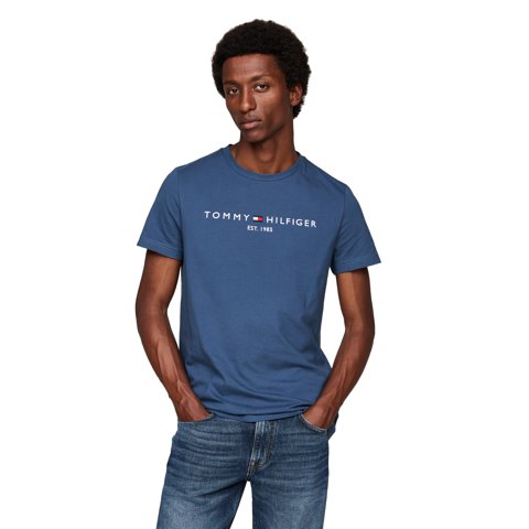 Camiseta Tommy Hilfiger Con Logotipo Bordado Para Hombre, 100% Algodón