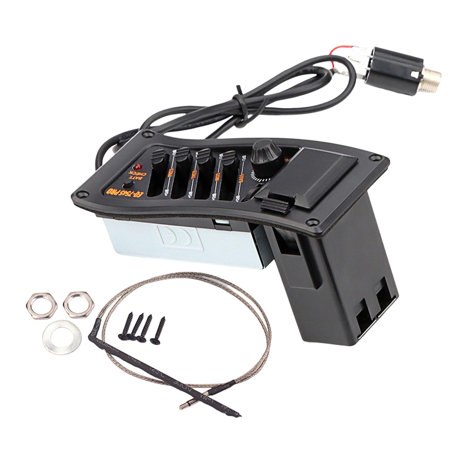 Magideal - Pastilla Piezoeléctrica Para Guitarra Acústica, Ecualizador De 4 Bandas, Con Enchufe De 2,5Mm, Amplificador De Preamplificador, Sintonizador, Pastilla