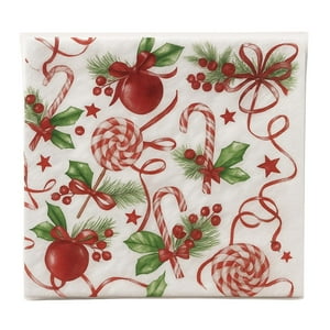 Fliperex - Set De 40 Servilletas Navideñas Con Diseños Variados Decorativos Blanco Navidades