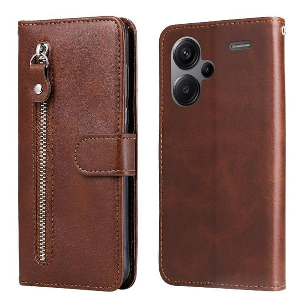Funda con Cremallera para Xiaomi Redmi Note 13 Pro Plus 5G, Carcasa Cartera de Cuero PU con Soporte y Tarjetero