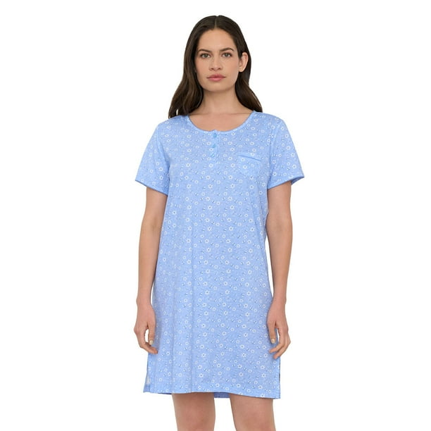 Camisa Mujer Manga Corta Print Flores Celeste Corona