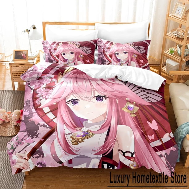 FashionBedding Set Genshin Impact Game Kids Duvet Cover Set Comforter Bed Linen For Children Boy Decor Bedclothes Bed Sheets