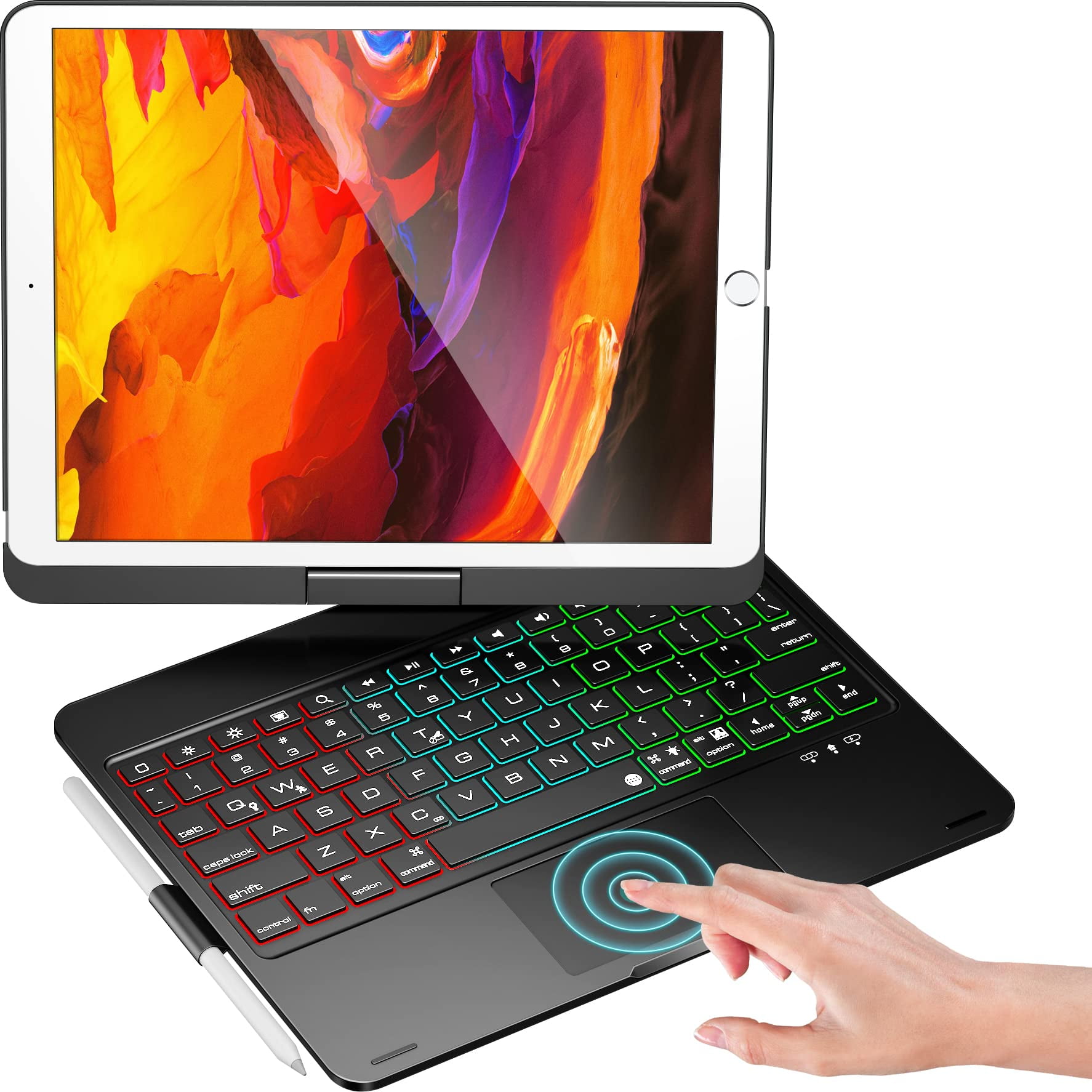 Nokbabo - Funda Para Ipad Con Teclado Y Panel Táctil Giratorio De 360° Para Ipad De Novena Generación