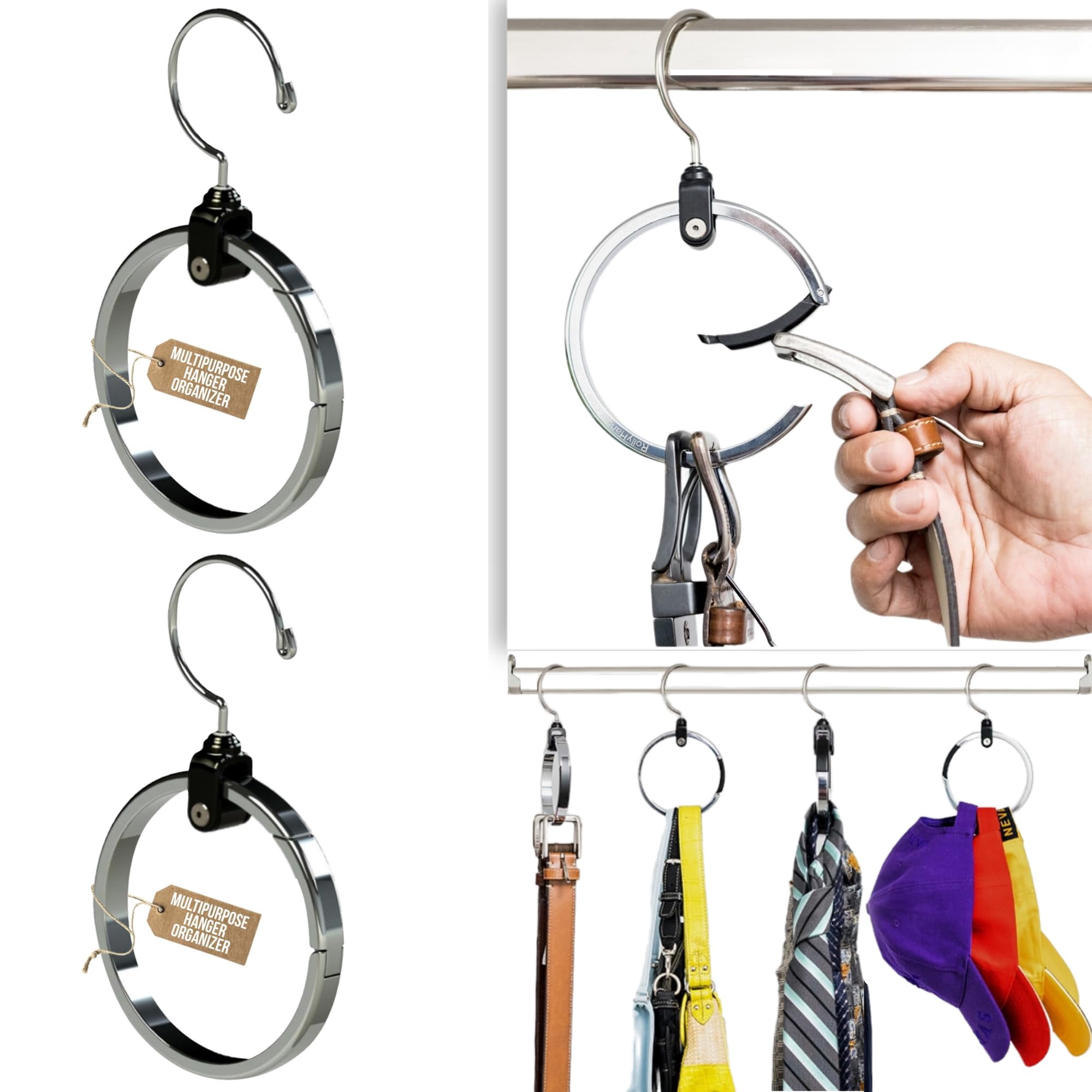 Rolly Hanger - Organizador De Colgador De Armario Multiusos Paquete De 2