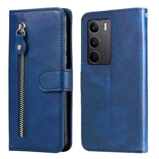 Funda con Cremallera para OPPO A5 4G/5G, Carcasa Cartera de Cuero PU con Soporte y Tarjetero