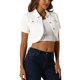 thumbnail image 1 of INSPIRE CHIC Chaqueta de Jean Recortada de Mujer con Cuello Abierto y Manga Corta de Mezclilla Lavada Blanca XL, 1 of 6