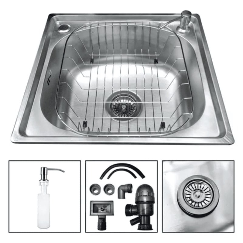 Genérico - Lavaplatos Clasico 46x42 Sobrepuesto Acero Inoxidable Plateado