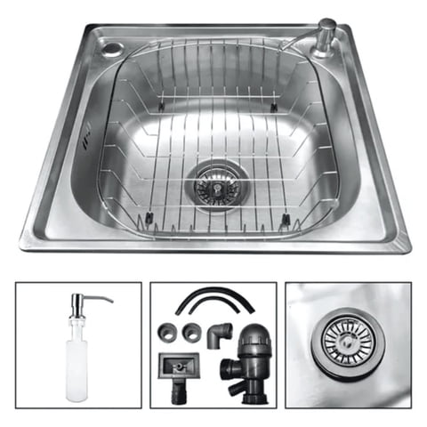 Genérico - Lavaplatos Clasico 46X42 Sobrepuesto Acero Inoxidable Plateado