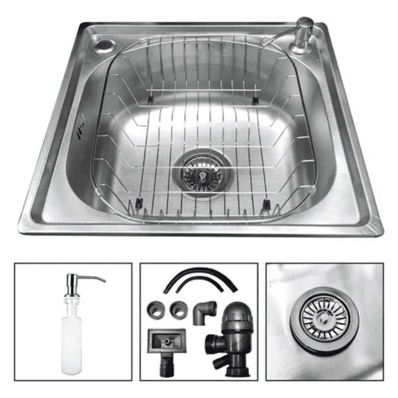 Genérico - Lavaplatos Clasico 46X42 Sobrepuesto Acero Inoxidable Plateado