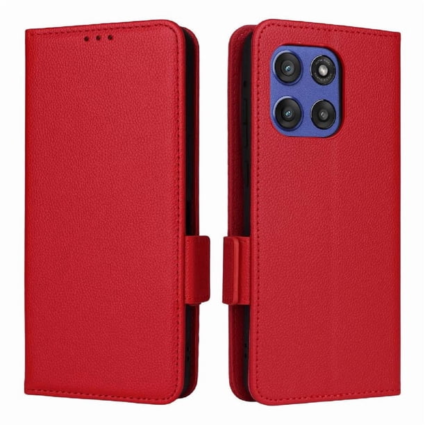 Funda Cartera para Motorola Moto G Stylus 5G 2025 Tapa Flip con Ranuras y Soporte Rojo