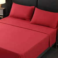 Importclick - Juego Sábanas Algodón Poliéster 200 Hilos + 2 Fundas 2 Pl Burdeo