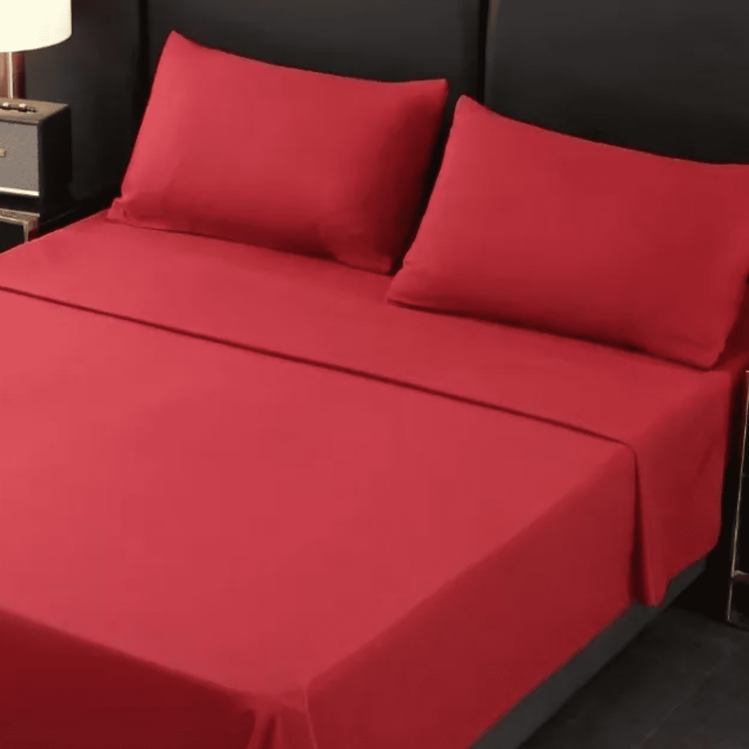 Importclick - Juego Sábanas Algodón Poliéster 200 Hilos + 2 Fundas 2 Pl Burdeo