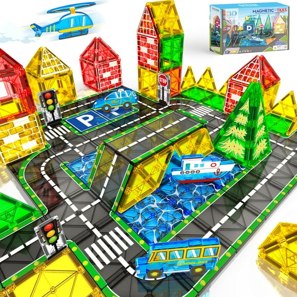 Set de baldosas magnéticas KAEILORU con coche para niños de 3 a 5, 4, 8 y 7 años