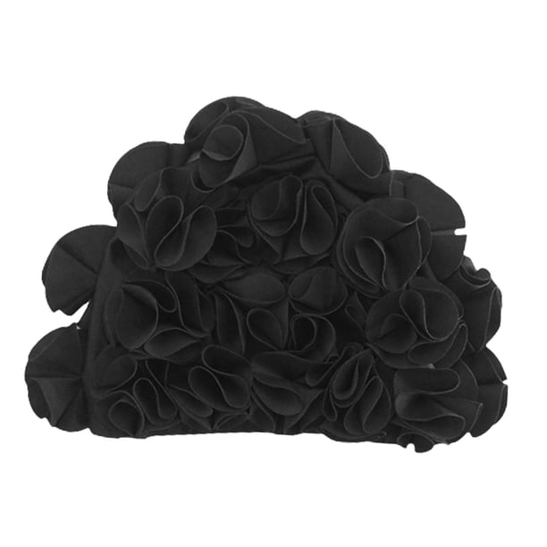 Gorro de natación Gorros de natación Cómodo Ligero Pétalo de flor Gorros de baño de moda Sombrero de natación Sombrero de natación para jóvenes Niñas Negro