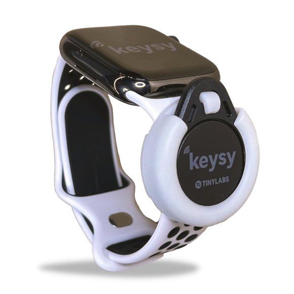 Soporte para llavero Keysy para banda de reloj RFID color blanco roto con brillo fosforescente