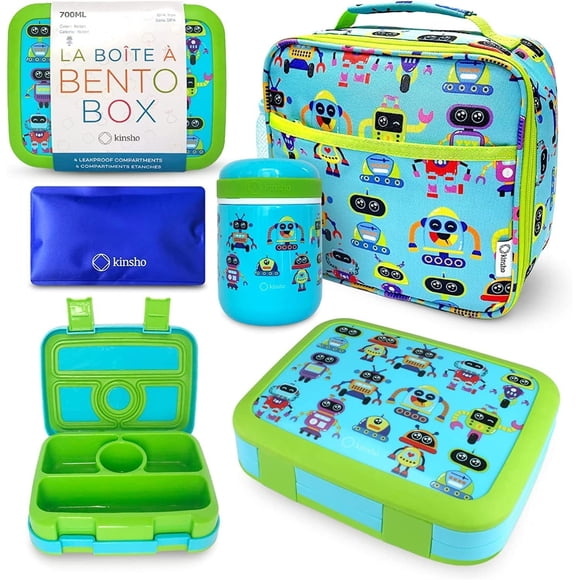 Set de Caja Bento kinsho con termo, bolsa y pack de hielo verde
