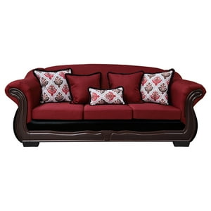 América Decora - Sofá Con Resorte Estructura Búfalo 4 Personas Chenille+Pu Rojo