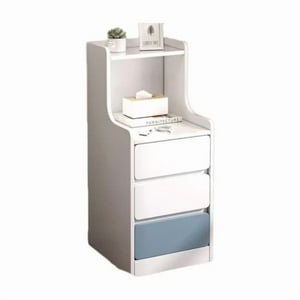 Aventura Store - Velador Angosto Con Cajones Homer Design 30X34X87Cm Blanco