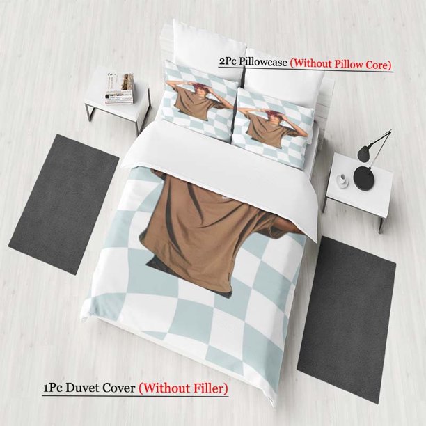 Malachi Barton Blue and White Checkerboard Pattern Bedding Set Soft and Comfortable Bedding Set