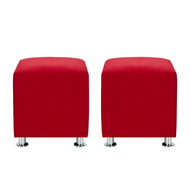 Set Pouf Cali 1c Felpa 12 Rojo
