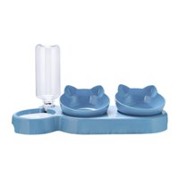 Ioensy - Comedero Triple Para Gatos, Tamaño Pequeño, Mediano Y Grande, Color Azul Claro