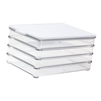 Bothyi - Contenedor Para Fiambres De Refrigerador Con Tapa Blanca Para Lonchas De Queso, Tocino Y Salami De 4 Capas