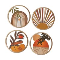 Magideal - 4 Piezas De Decoración De Pared De Madera, Artesanía Decorativa, Regalo De Inauguración De La Casa, Colgante Geométrico Bohemio Para Dormitorio Y Sala