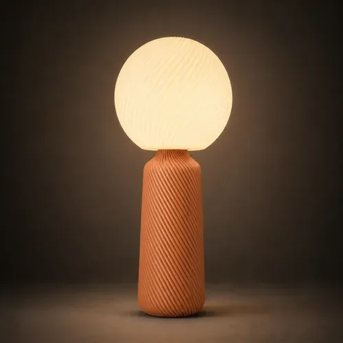 Lámpara de Mesa Velador SLVJE Solé Alta E27 Impresa en 3D Terracota + Ampolleta