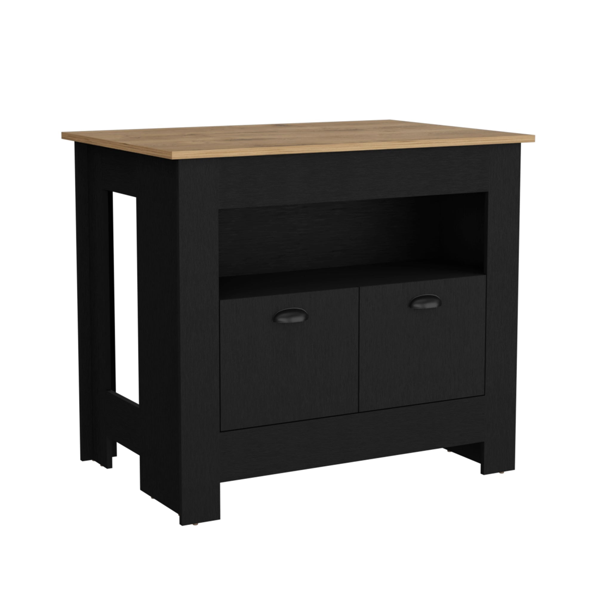 Fmfurniture - Isla De Cocina 2 Puertas Fm-005n Negro
