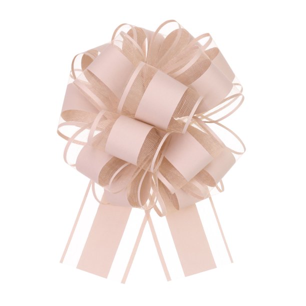 10 piezas de lazo grande de 6 pulgadas para envolver regalos, lazos de organza para coche de boda, lazo de Navidad, rosa pálido