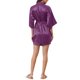 thumbnail image 3 of INSPIRE CHIC Bata de satén para mujer con lazo floral en la cintura, mangas 3/4, mini ropa de dormir, bata de baño, pequeña, púrpura, 3 of 6