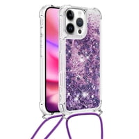 Funda Foxdock Para Iphone 16 Pro Con Cuerda Ajustable, Brillo Líquido, Protección Antigolpes Y Lente – Ideal Para Regalo