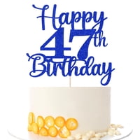 Decoración Para Tartas Kaoenla Happy 47Th Birthday 47 Años Con Purpurina Azul