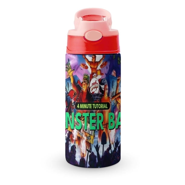 Monster BashBotella de Agua con Tapa Pop Top de Un Toque, Acero Inoxidable, a Prueba de Fugas, para Deportes, Botella Infantil rosa 12 oz