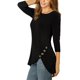 thumbnail image 4 of INSPIRE CHIC Blusas para Mujer Cuello Redondo Manga 3/4 Decoración de Botones Dobladillo Irregular Estilo Casual Blusa 2XL Negro, 4 of 7