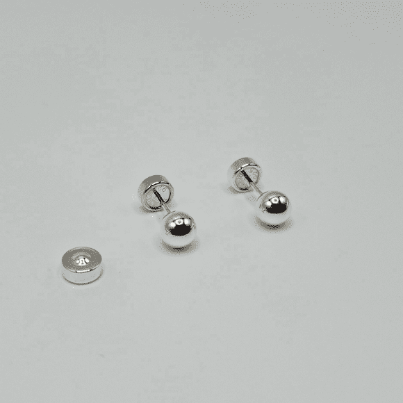 Aros Abridores Bolita de plata 5 mm