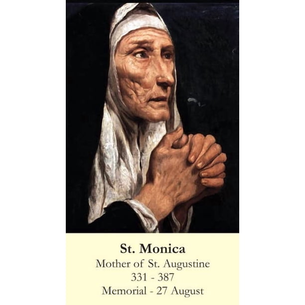 Tarjeta Religiosa Laminada De Santa Mónica Paquete De 5 Con 2 Tarjetas De Oración Gratis