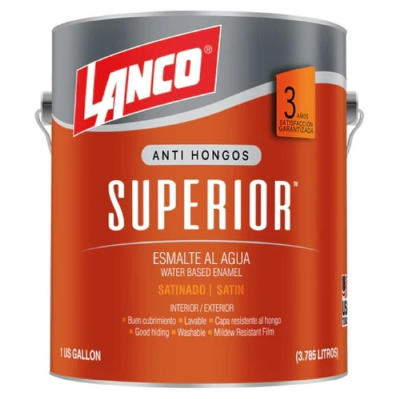 Esmalte Al Agua Superior 1Gl Blanco Satin Lanco blanco 16x19x16
