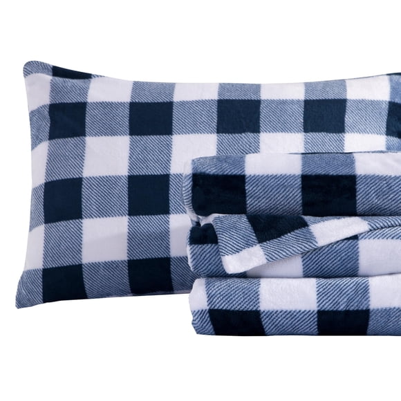 Juego de sábanas Elegant Comfort, terciopelo, franela, color azul marino