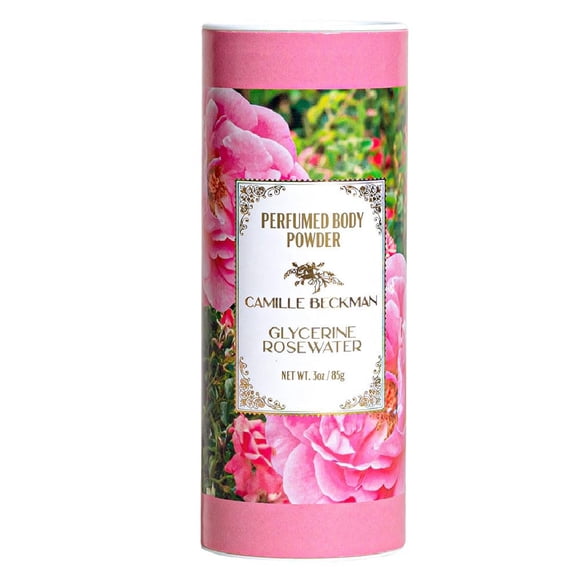 Polvo corporal Camille Beckman con glicerina, aroma a agua de rosas, 90 ml