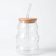 thumbnail image 2 of Vaso de Vidrio Ondulado con Tapa de Bambú y Bombilla 400ml, 2 of 8