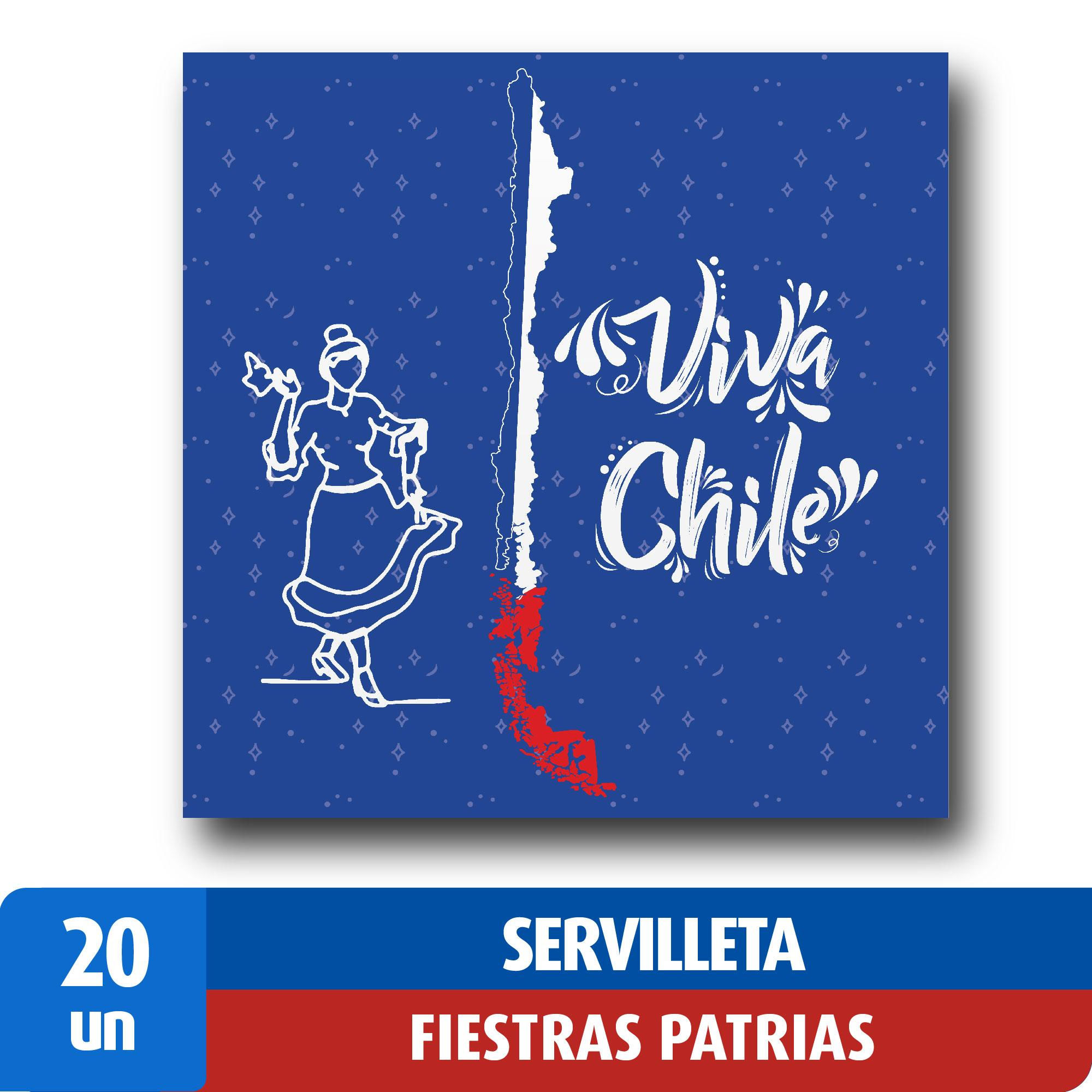 Servilletas Doble Hoja Style Fiestas Patrias Viva Chile Mujer 20 Un Lider
