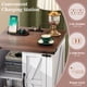 thumbnail image 2 of ON-TREND Farmhouse End Table with Charging Station, Rustic Wood Nightstand with Adjustable Shelf, 19.6"W Versatile Walnut Sofa Side Table with Barn Doors & Retro Hinges for Bedroom, Living Room, White, 2 of 3