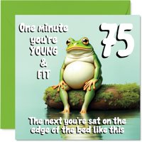 Tarjeta De Felicitación Stuff4 Para 75 Cumpleaños, Diseño De Rana Joven Y En Forma