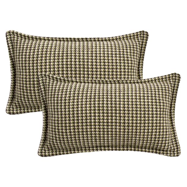 REGALWOVEN Juego de 2 fundas de cojín decorativas de pata de gallo verde 20" x 12"