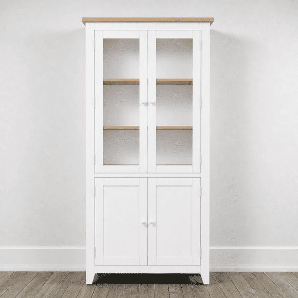 Vitrina "Perry" de Madera con Vidrio Vitrina Artesanal de Pino - Blanco - 80x35x180 cm